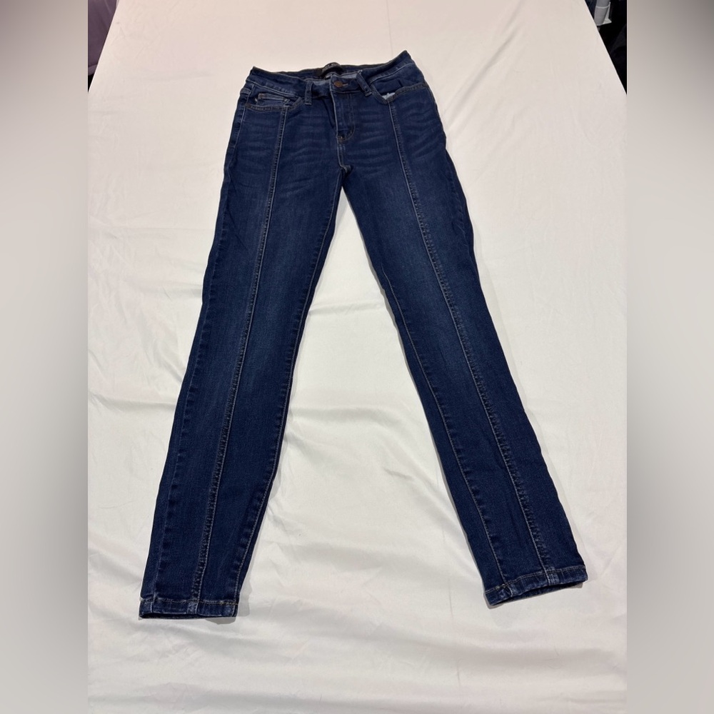 Judy Blue 5/27 Blue Mid Rise Skinny Stretch Mid Seam Stitch Denim Jeans
